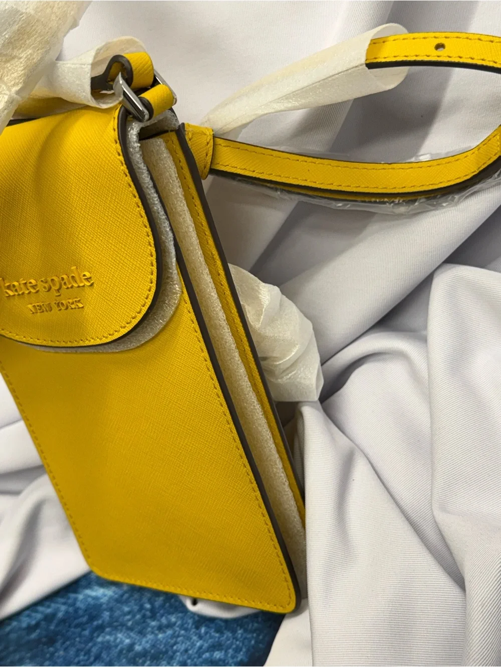 (new+tag) Kate Spade yellow saffiano league crossbody phone bag 7.25 x 4.25 inch